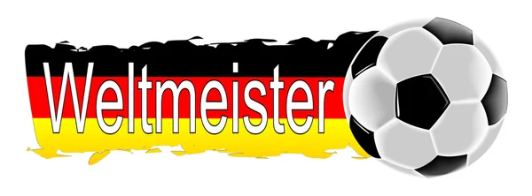 Balón de fútbol con campeón de la bandera alemana - en alemán —  Fotos de Stock
