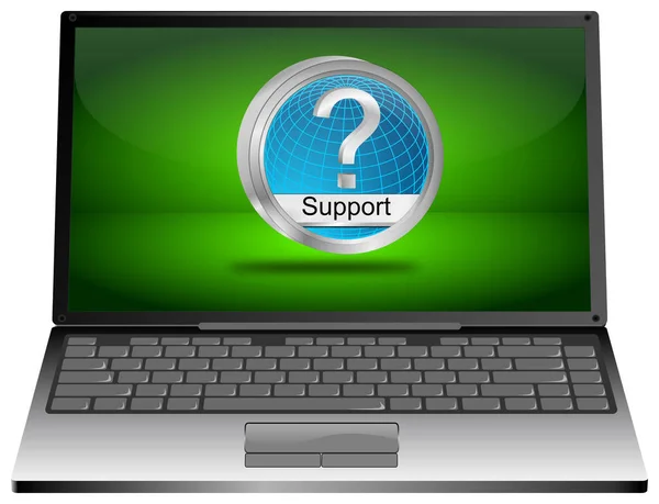 Laptop Computer Blue Support Button Green Desktop Illustration — Stock Photo, Image