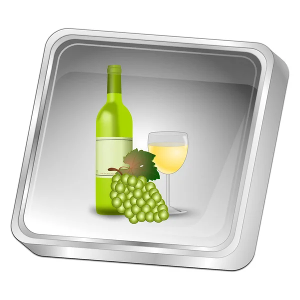 Knapp Med Vinflaska Ett Glas Vin Och Druva Silver Illustration — Stockfoto