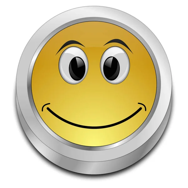 Button Smiling Face Gold Illustration — Stock Photo, Image