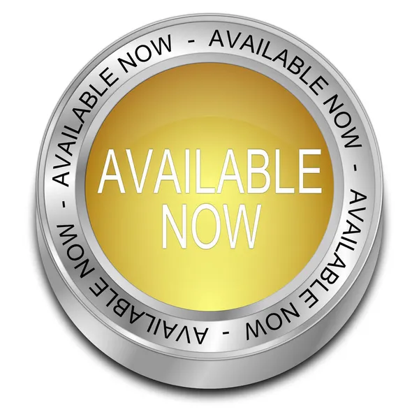 Available Now Button Gold Illustration — Stock Photo, Image