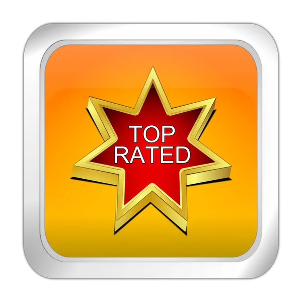 Top Rated Botão Laranja Vermelho Ilustração — Fotografia de Stock