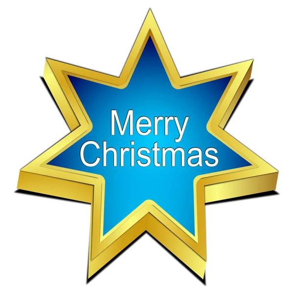 Hvězdné Tlačítko Veselé Vánoce Zlatá Modrá Ilustrace — Stock fotografie