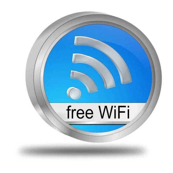 Free Wireless Wifi Button Blue Illustration — Stock Photo, Image