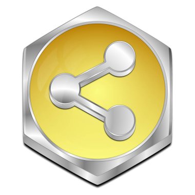 Paylaş düğme altın renkli - 3D illüstrasyon