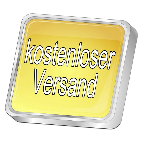 Free Delivery Button Gold Colored German Language Illustration — стокове фото