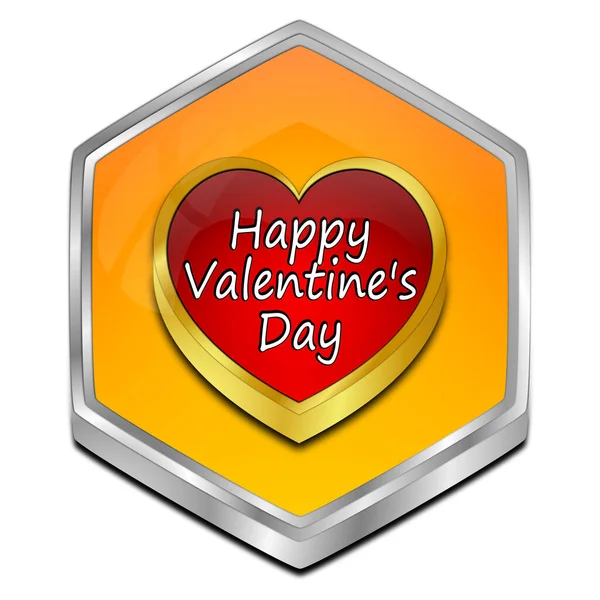 Happy Valentine Day Button Orange Red Illustration — Stockfoto