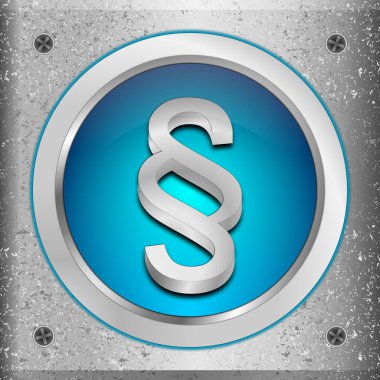 Metal plaka üzerinde mavi paragraf tuşu - 3D illüstrasyon