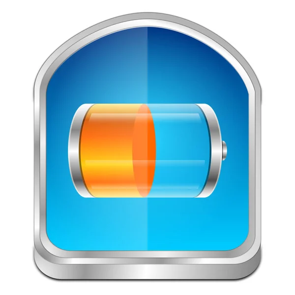 Battery Button blue orange - 3D illustration