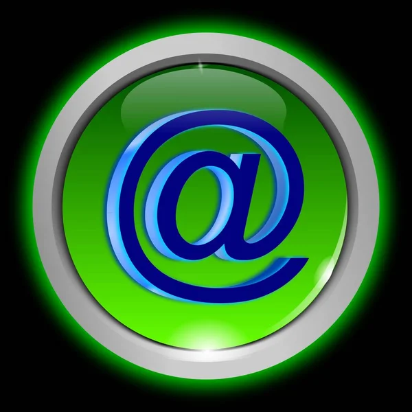 Botón Correo Electrónico Verde Azul Sobre Fondo Negro Ilustración —  Fotos de Stock