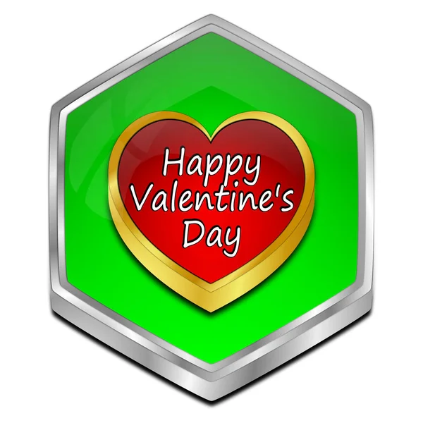 Happy Valentine Day Button Green Red Illustration — Stock Photo, Image