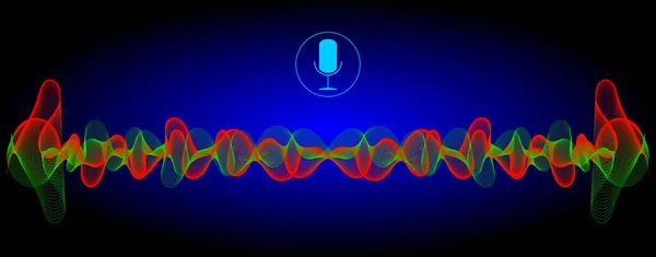 Voice Recognition Microphone Green Red Soundwaves Illustration — стоковое фото