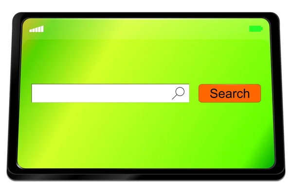 Tablet Computer Orange Internet Web Search Engine Green Desktop Illustration —  Fotos de Stock