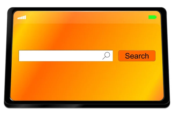 Tablette Avec Moteur Recherche Internet Orange Sur Bureau Orange Illustration — Photo