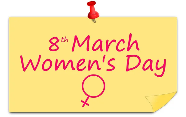 Día Internacional Mujer Una Nota Adhesiva Marzo Ilustración —  Fotos de Stock