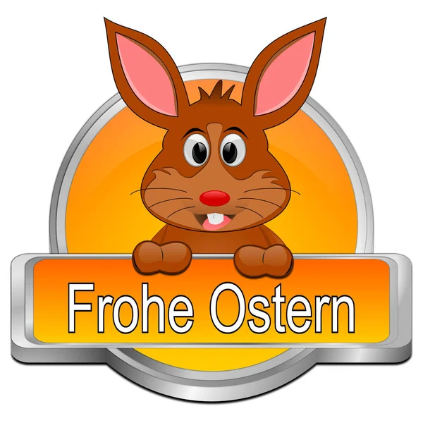Påskharen Önskar Glad Påsk Orange Tyska Illustration — Stockfoto