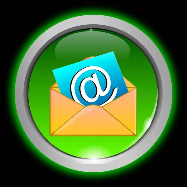 Mail Przycisk Błyszczący Zielony Ilustracja — Zdjęcie stockowe