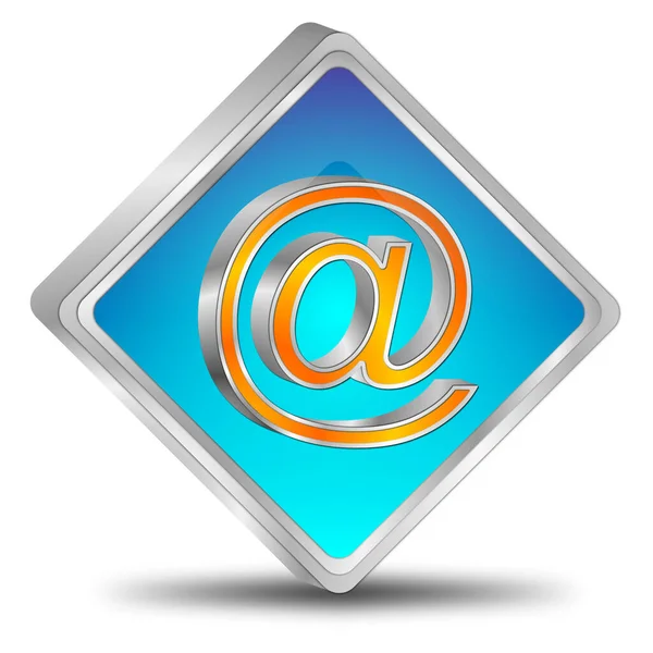 电子邮件按钮蓝色橙色 3D插图 — 图库照片