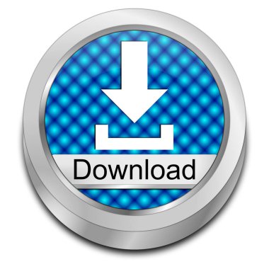 İndirme düğmesi mavi - 3B illüstrasyon