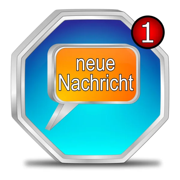 新的消息按钮 德国蓝色 3D插图 — 图库照片