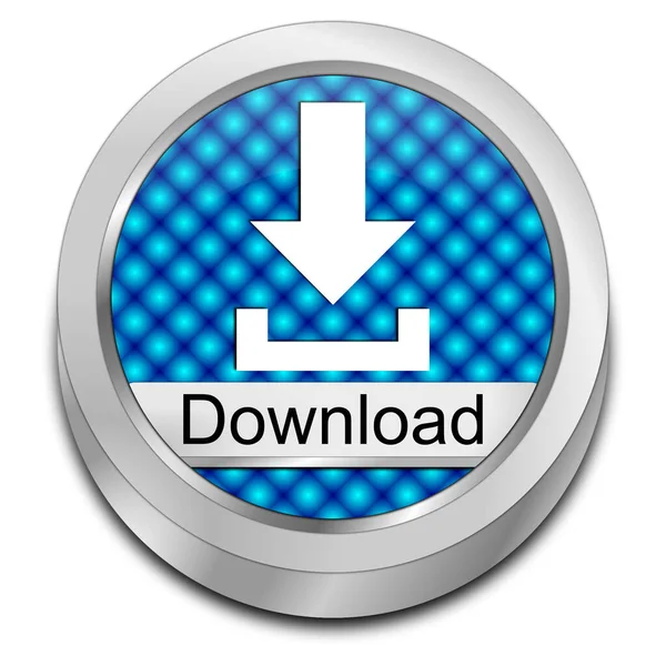 İndirme düğmesi mavi - 3B illüstrasyon