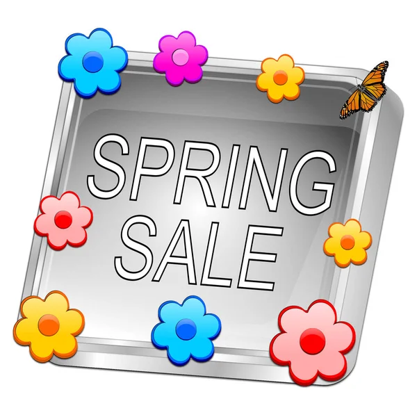 Spring Sale Κουμπί Ασημί Εικόνα — Φωτογραφία Αρχείου