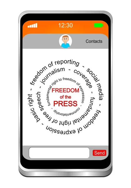 Smartphone Con Libertà Stampa Wordcloud Illustrazione — Foto Stock