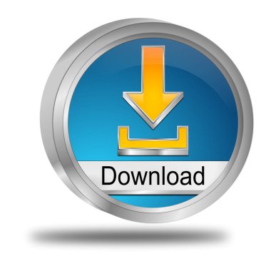 İndirme düğmesi mavi turuncu - 3D illüstrasyon