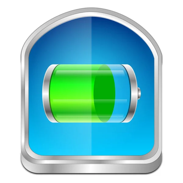 Battery Button blue green - 3D illustration