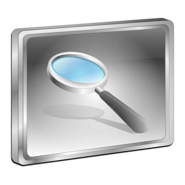Magnifying Glass Button Silver Illustration — Stockfoto