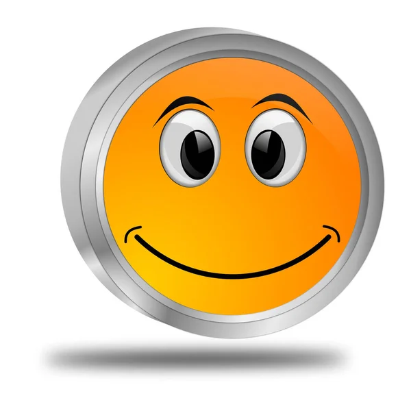 Button Smiling Face Orange Illustration — стоковое фото