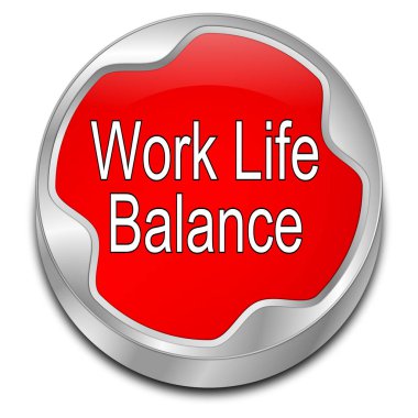 Work Life Balance button red - 3d Illustration