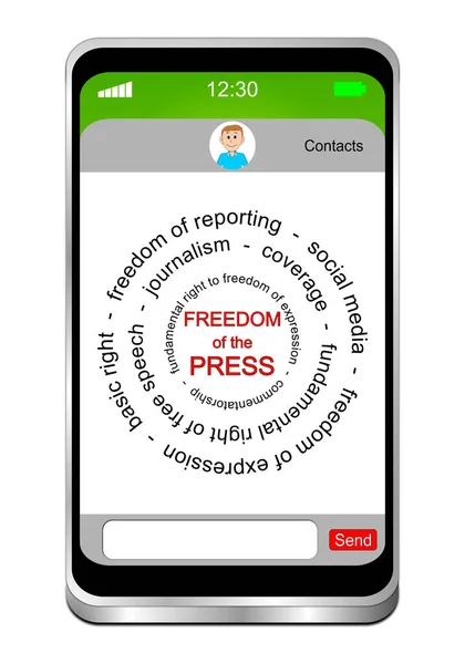 Smartphone Con Libertà Stampa Wordcloud Illustrazione — Foto Stock