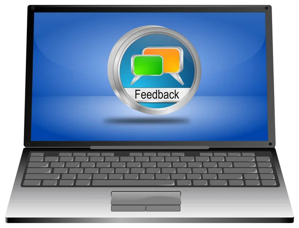 Laptop Computer Feedback Button Blue Desktop Illustration — ストック写真