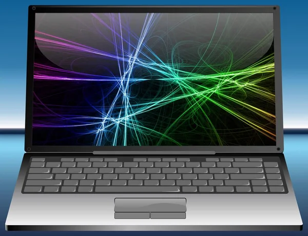 Laptop Abstract Desktop Blue Background Illustration — Stock Photo, Image