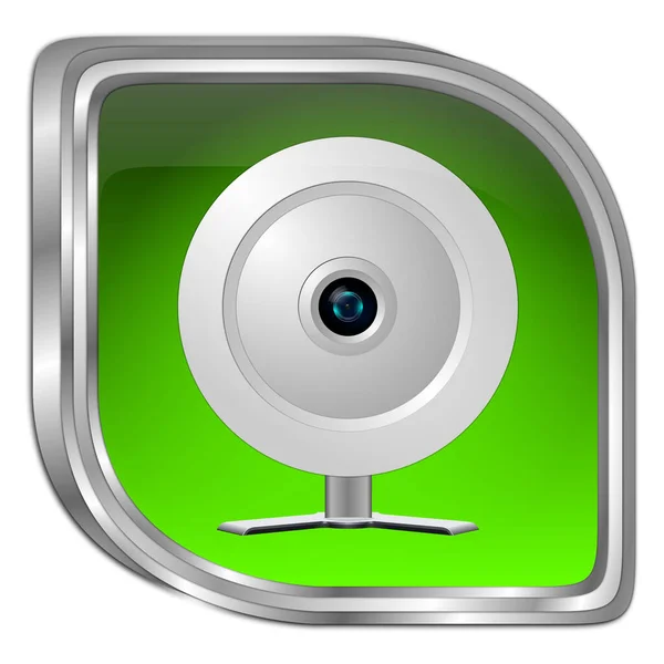 带有Webcam绿色 3D插图的按钮 — 图库照片