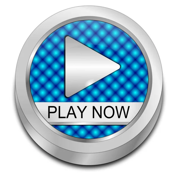 Play Now Button Blue Silver Illustration — Stockfoto