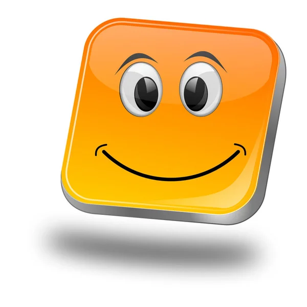 Button Smiling Face Orange Illustration — Stockfoto