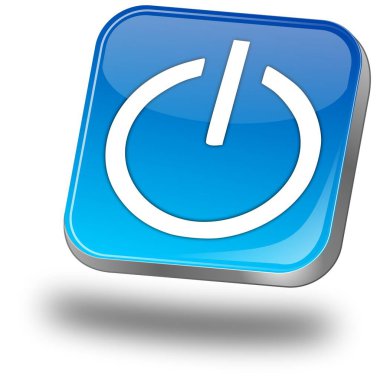 Power Button mavisi - 3B illüstrasyon