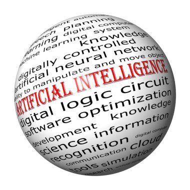 Beyaz arkaplan resimlerinde Yapay Zeka Sözcük Bulutu