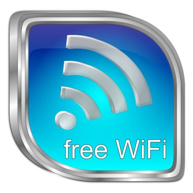 ücretsiz kablosuz kablosuz Wi-Fi düğmesi mavi - 3B illüstrasyon