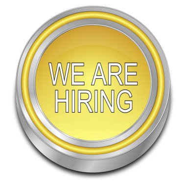 We are hiring Button gold - 3D illustration