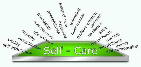 Self Care Wordcloud Green Illustration — Stockfoto