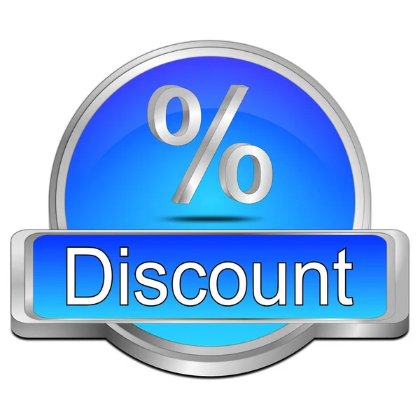 Discount Button Blue Illustration — Stock Photo, Image