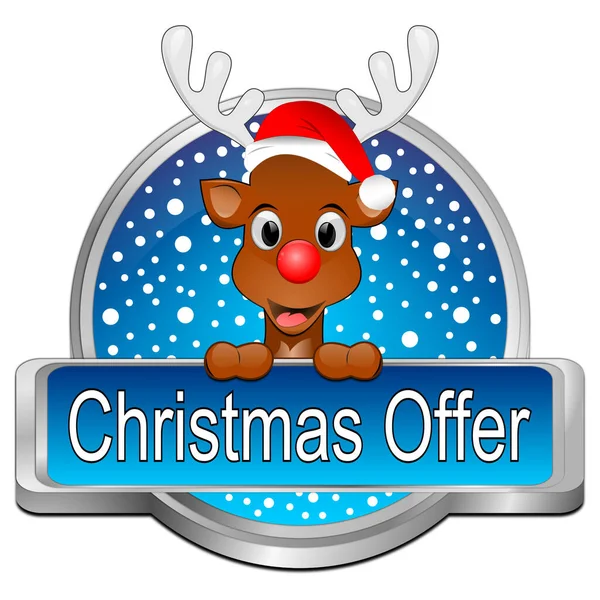 Christmas Offer Button Blue Snowflakes Illustration — Stock Photo, Image