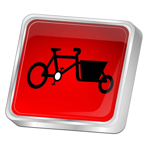 Button with Cargo Bike red - 3D illustration
