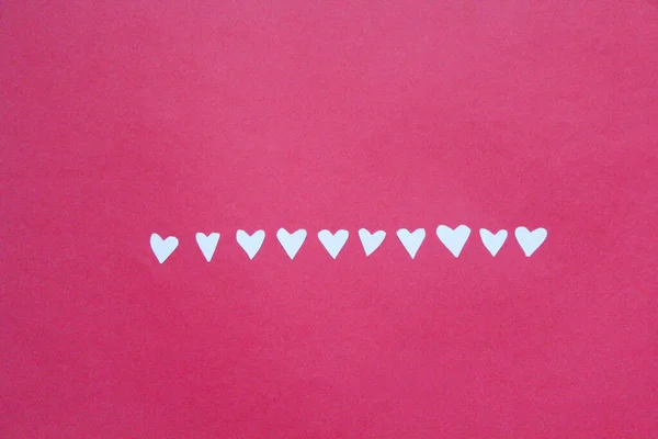 San Valentino Cuori Carta Sfondo Rosa Posa Piatta Vista Dall — Foto Stock