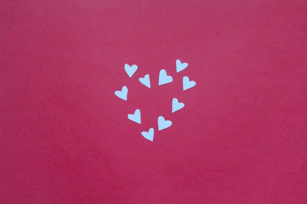 San Valentino Cuori Carta Sfondo Rosa Posa Piatta Vista Dall — Foto Stock