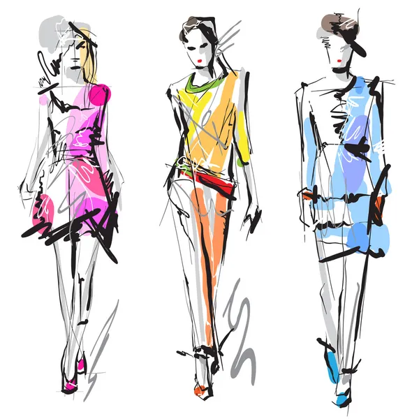 Mujer modelos de moda — Vector de stock