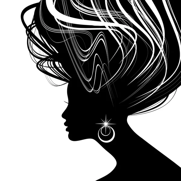 Woman Hair style Silhouette — Stock Vector